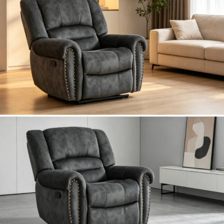 Classic Traditional Manual Fabric Recliner Sofa