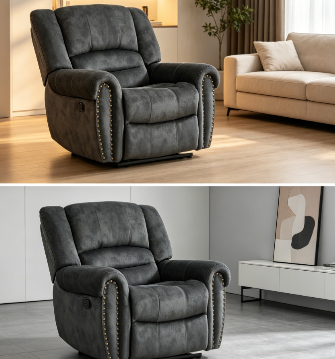 Classic Traditional Manual Fabric Recliner Sofa