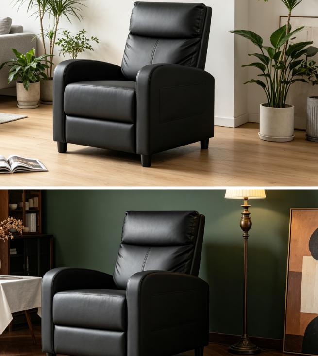 PU Leather Lumbar Support Recliner Sofa - Image 2