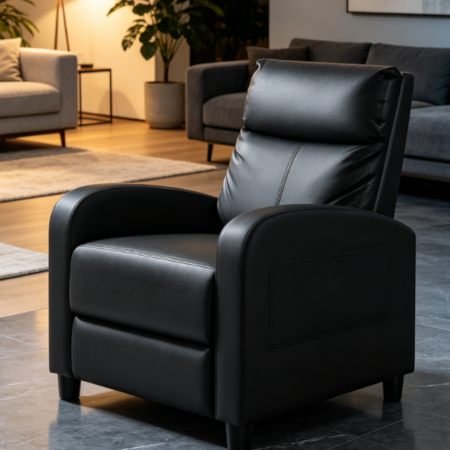 PU Leather Lumbar Support Recliner Sofa