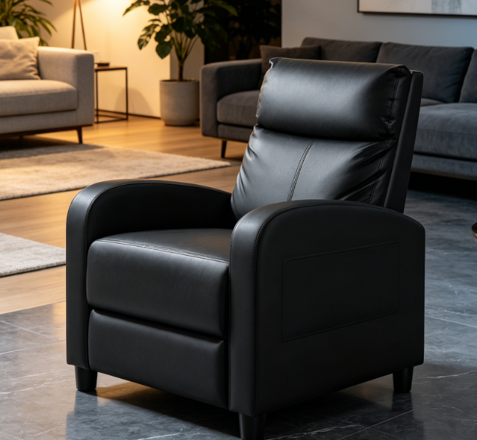 PU Leather Lumbar Support Recliner Sofa